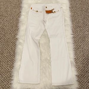 Robin’s Jean White Fitted Straight Leg Stud Jeans